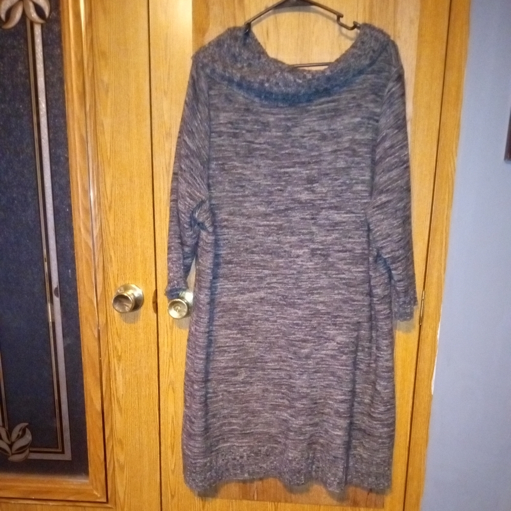 Never Worn! Lane Bryant Marbled Shades of Brown Cowl Neck Sweater Dress 22/24
